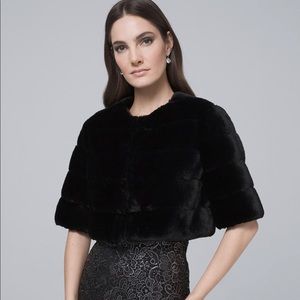 SOLD! STUNNING WHITE HOUSE BLACK MARKET FAUX FUR BOLERO